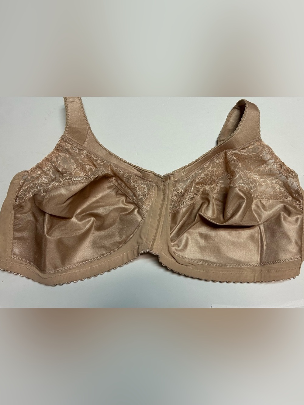 Glamorise Front Closure Beige Lace-Trim Full Coverage Bra 56DD Plus size New